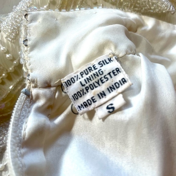 Scala Ivory Silk Heavily Beaded Sleeveless Long Formal Dress Sz S - Picture 12 of 12